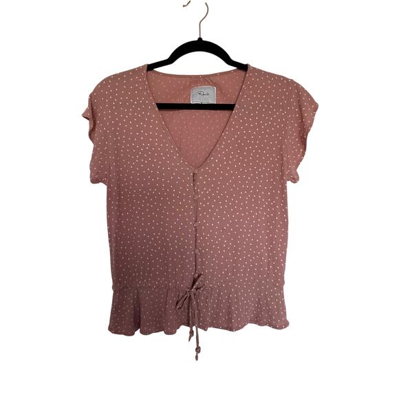 Rails Bretton Rosewood Mini Hearts Peplum Top, XS - Picture 1 of 7